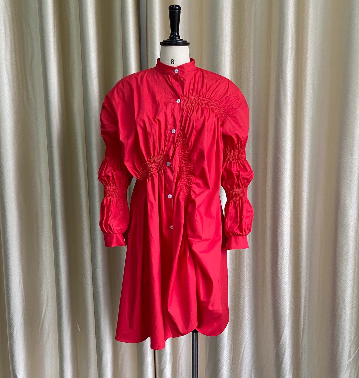 Autumn European and American women's independent station Amazon sexy cotton pleated loose large dress