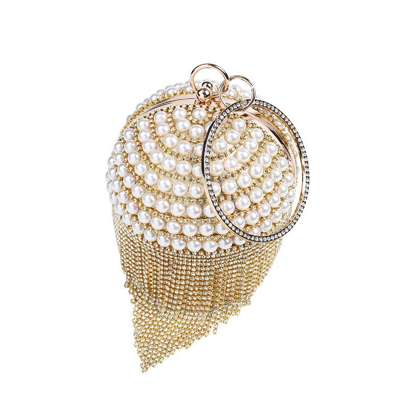 Fashion pearl gold silver ball women's Bag Makeup Bag Dinner Bag Change Purse Handbag clutch bag