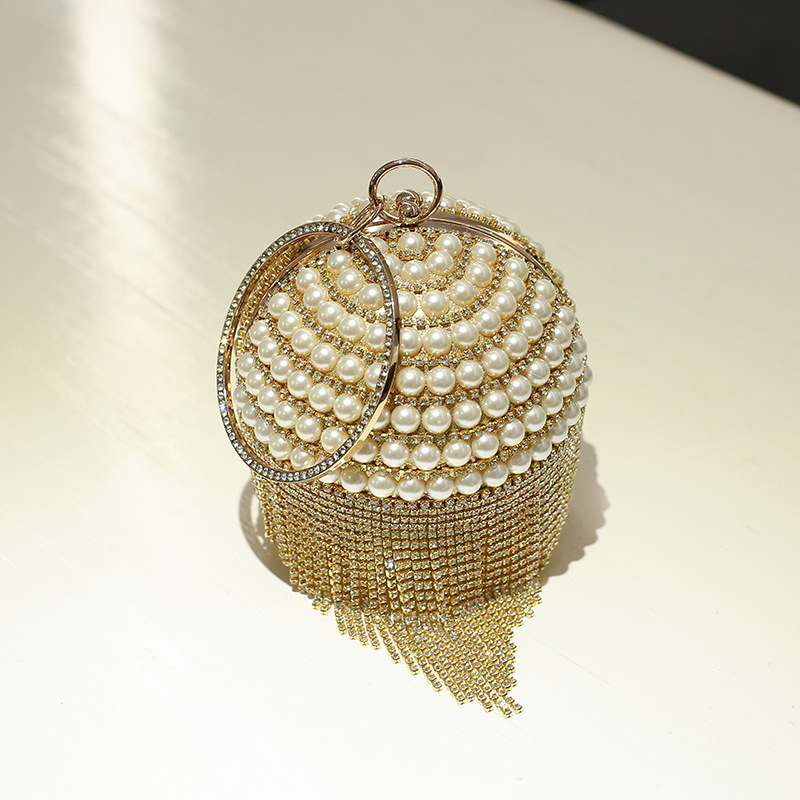 Fashion pearl gold silver ball women's Bag Makeup Bag Dinner Bag Change Purse Handbag clutch bag