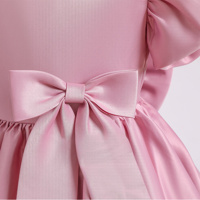 Children's dress princess dress girl big bow Satin little girl Flower Girl Wedding Dress host piano performance dress