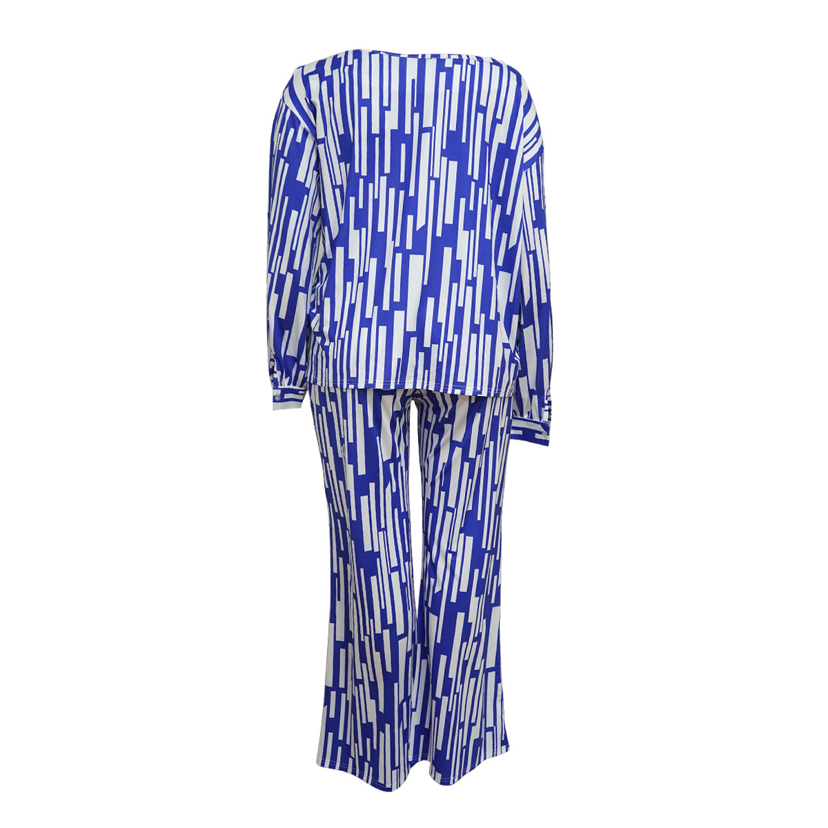 100kg Large women's striped print outfit long sleeve shoulder loose fashion casual suit