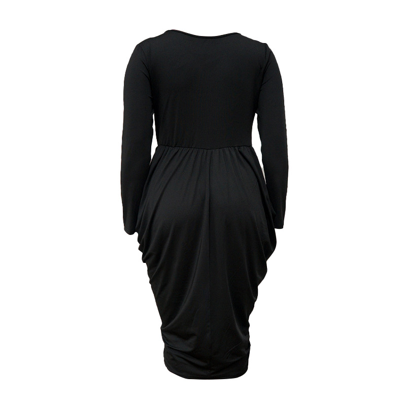 Autumn women's sexy deep V fashion pleated skirt elegant nightclub fat female dress