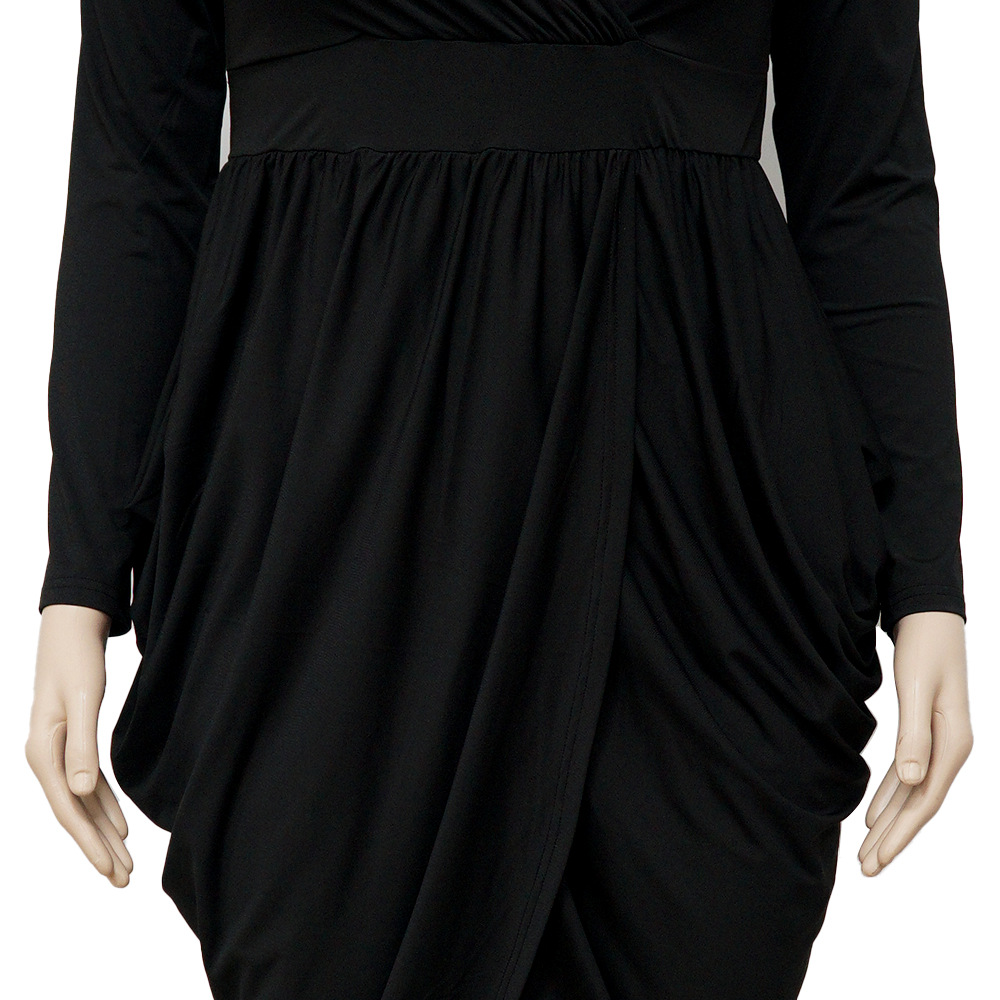 Autumn women's sexy deep V fashion pleated skirt elegant nightclub fat female dress
