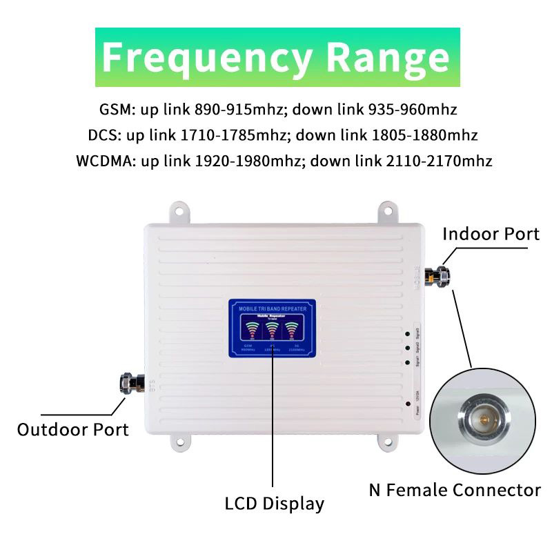 2g3g4g Tri band mobile phone signal amplifier extender cellphone signal enhancement receiving repeater
