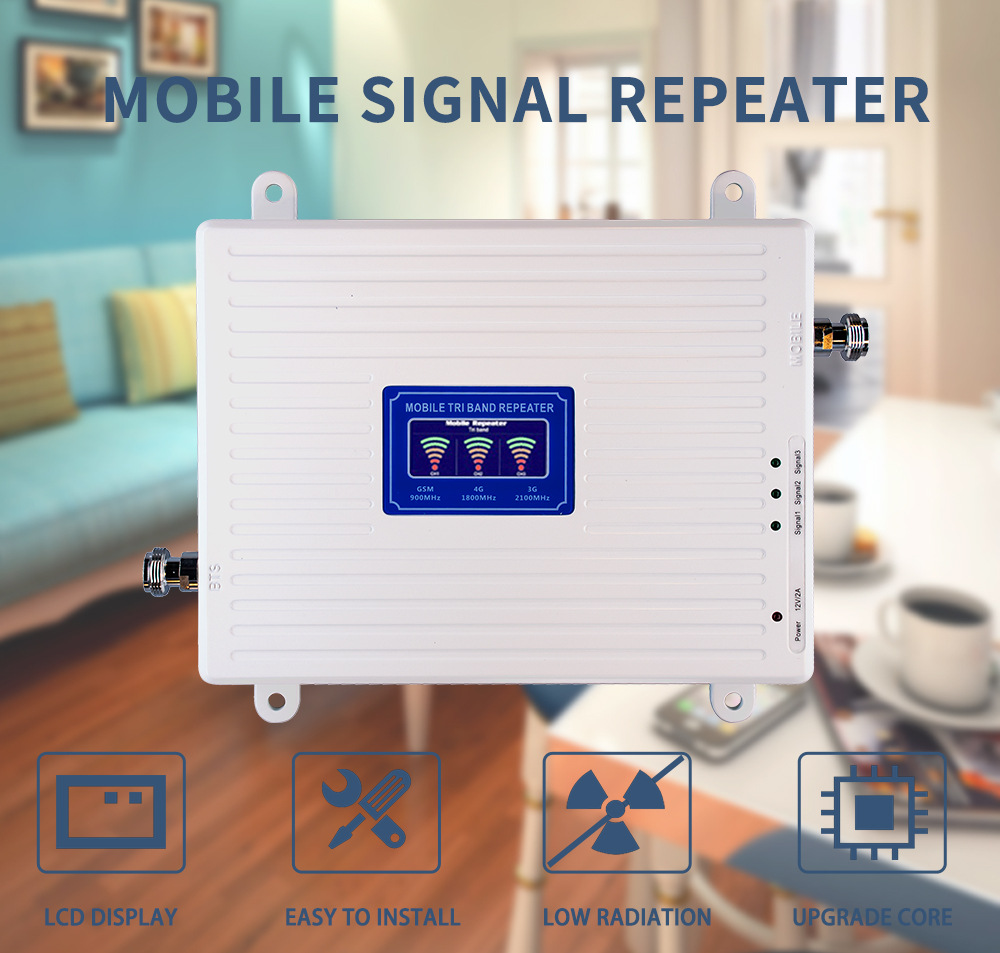 2g3g4g Tri band mobile phone signal amplifier extender cellphone signal enhancement receiving repeater