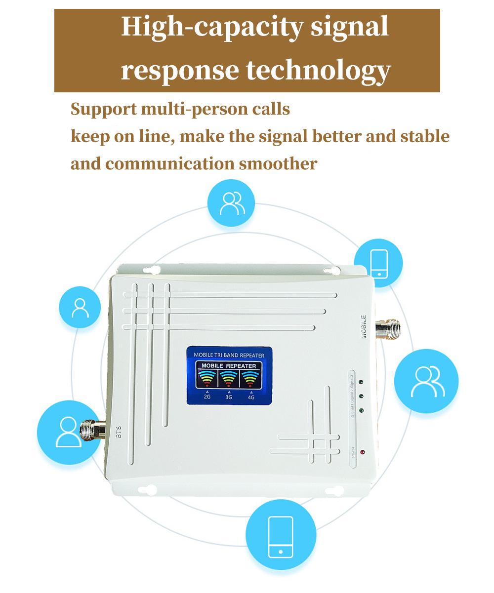 2G3G4G Tri band mobile phone signal amplifier repeater mobile phone signal intensifier extender