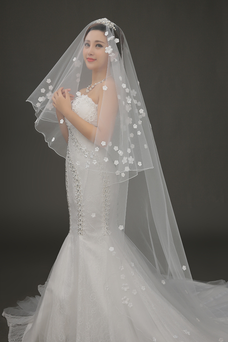 Wedding dress accessories 2022 new luxury lace Bride Wedding Lace women's 3m flower headdress veil
