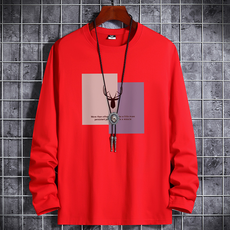 Autumn and winter long sleeved t-shirt men's Pure Cotton new tops large Men's T-shirt
