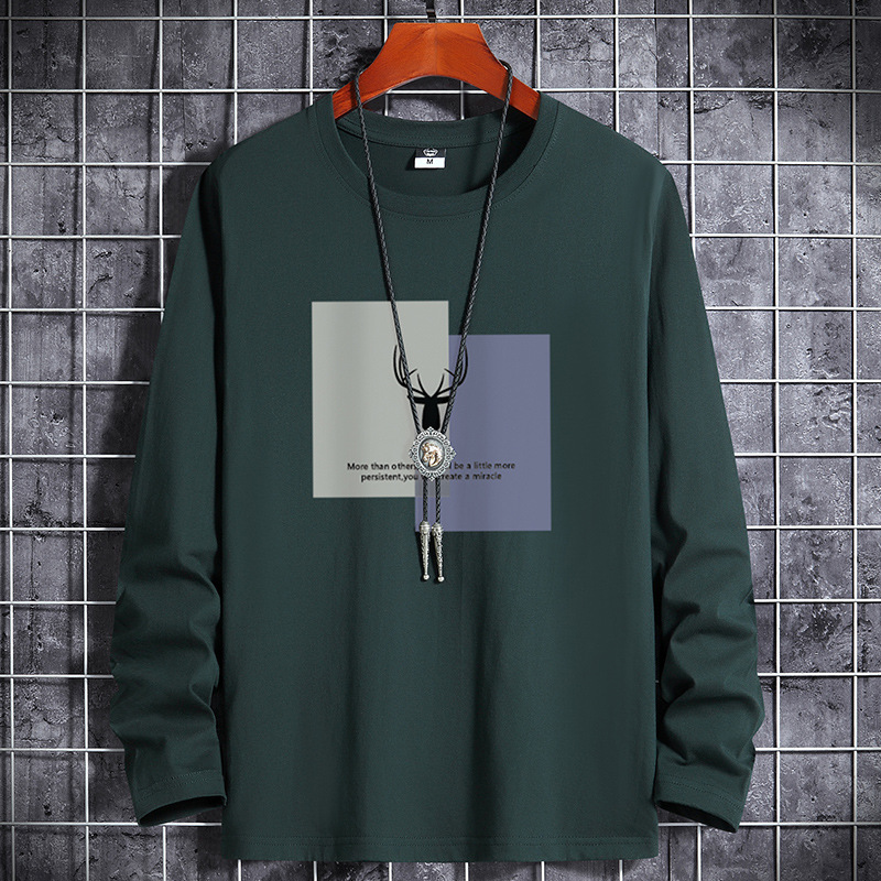 Autumn and winter long sleeved t-shirt men's Pure Cotton new tops large Men's T-shirt