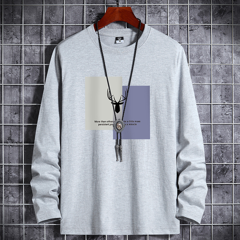 Autumn and winter long sleeved t-shirt men's Pure Cotton new tops large Men's T-shirt