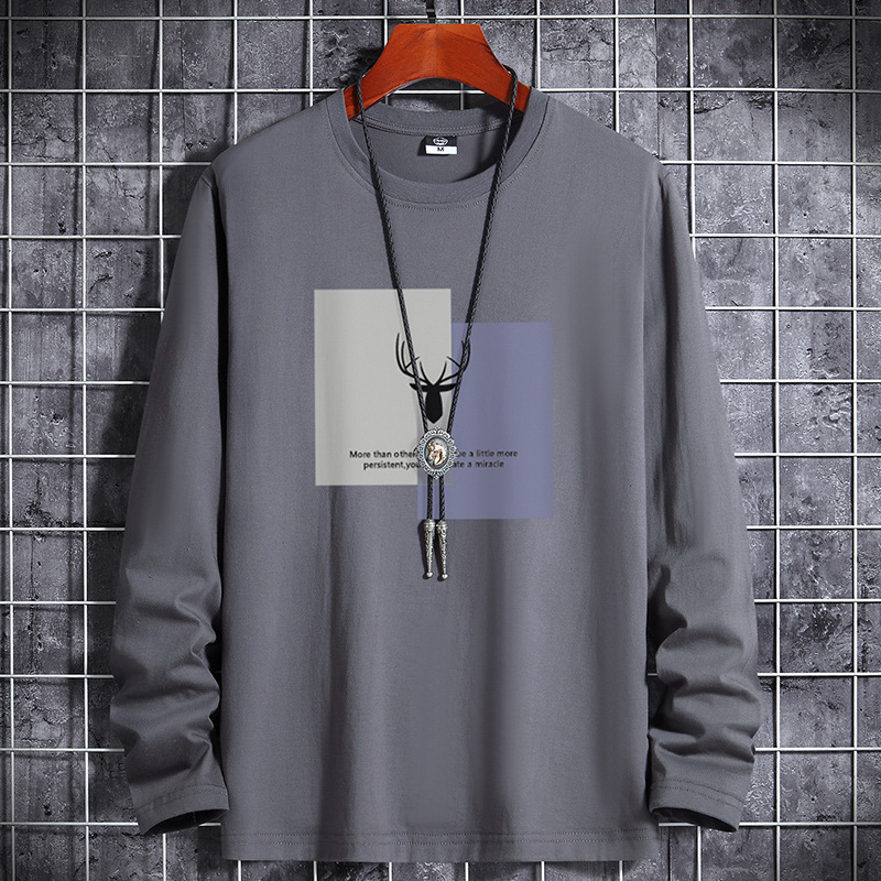 Autumn and winter long sleeved t-shirt men's Pure Cotton new tops large Men's T-shirt