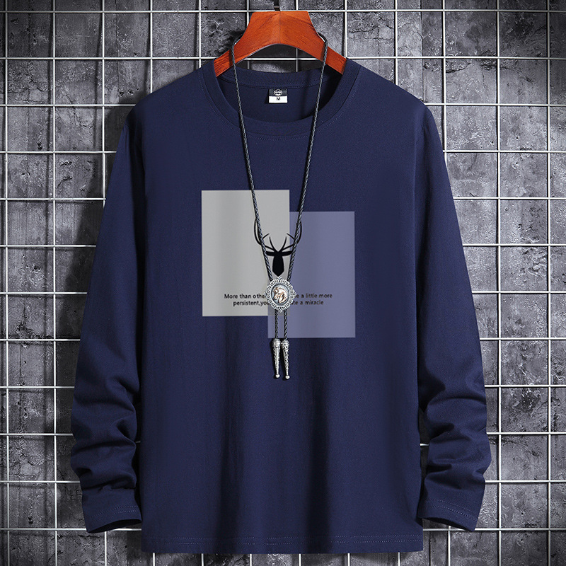 Autumn and winter long sleeved t-shirt men's Pure Cotton new tops large Men's T-shirt