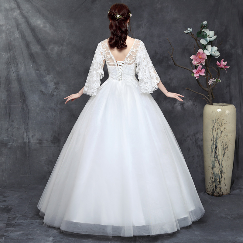2022 Autumn and winter large size women's wedding dress fat lady appears bride dress