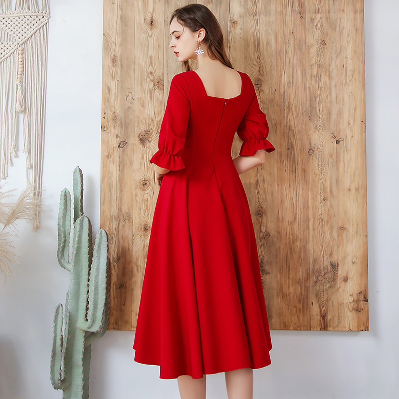 Toast clothes bride 2022 new women's wine red Engagement Wedding back door small evening dress daily time wear dress