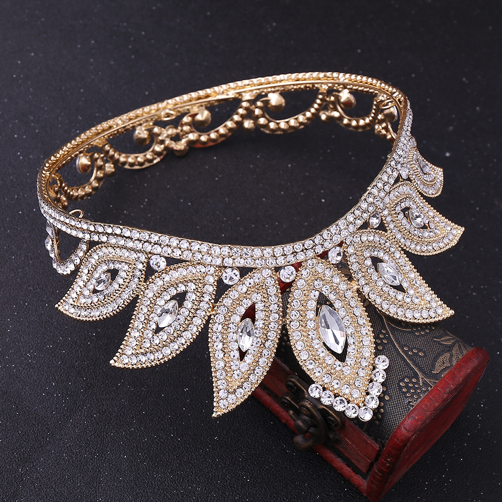 Wedding headwear birthday hair accessories magic eye Baroque diamond inlaid bride's round crown hair accessories