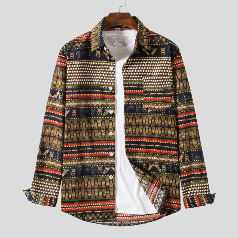 2022 Fall/Winter Fashion Print Lapel Men's Shirt Top