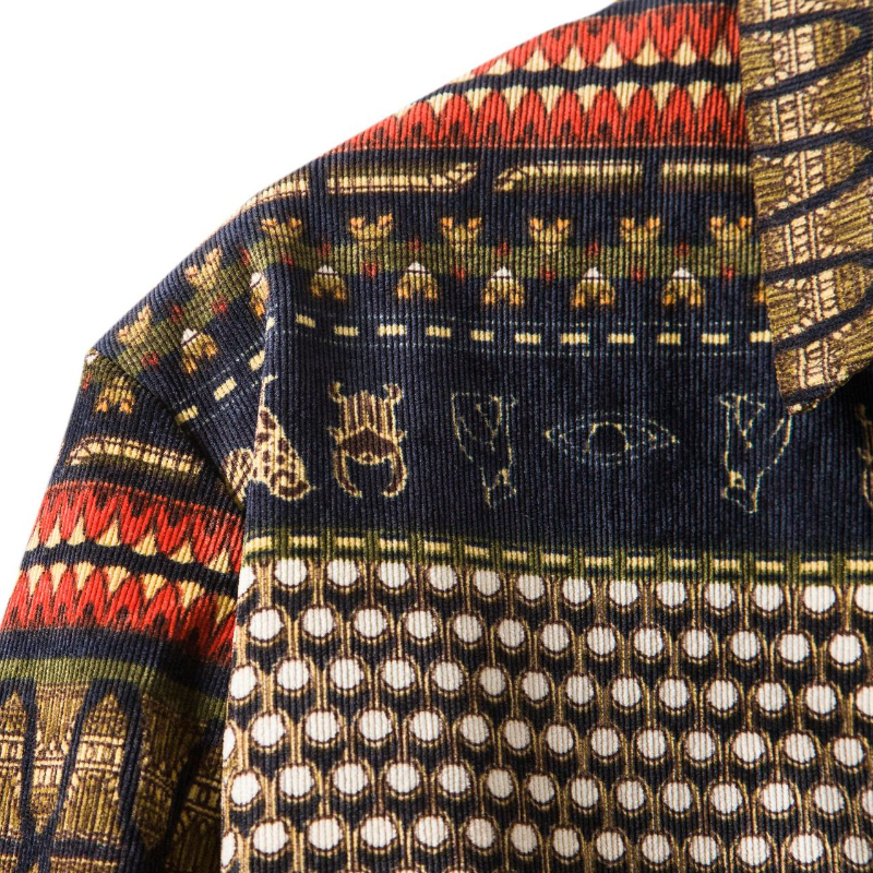 2022 Fall/Winter Fashion Print Lapel Men's Shirt Top