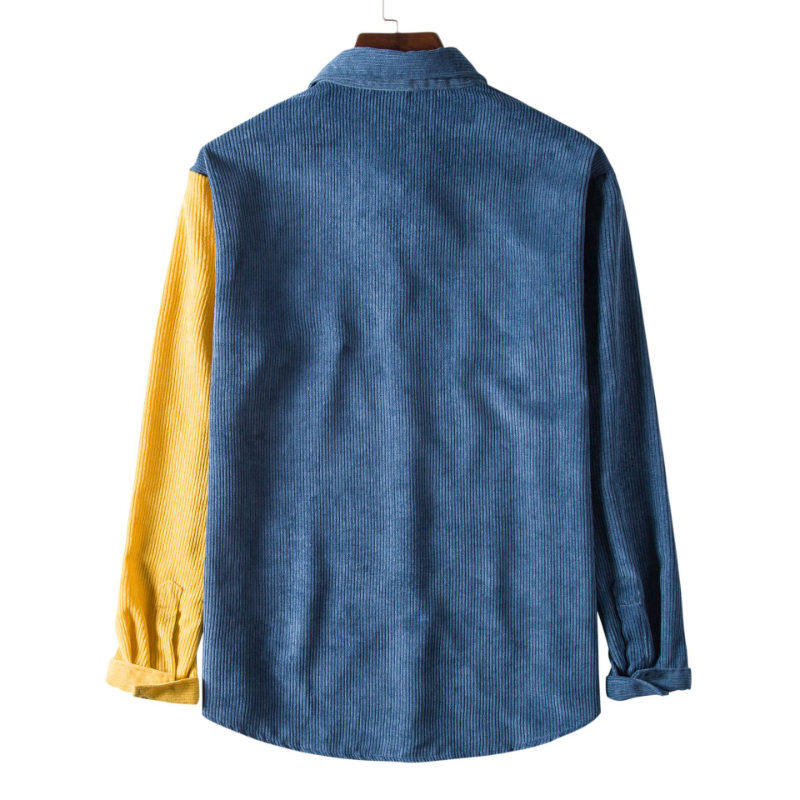 2021 new men's long sleeve shirt fashion trend shirt color matching spring and autumn shirt men's shirt