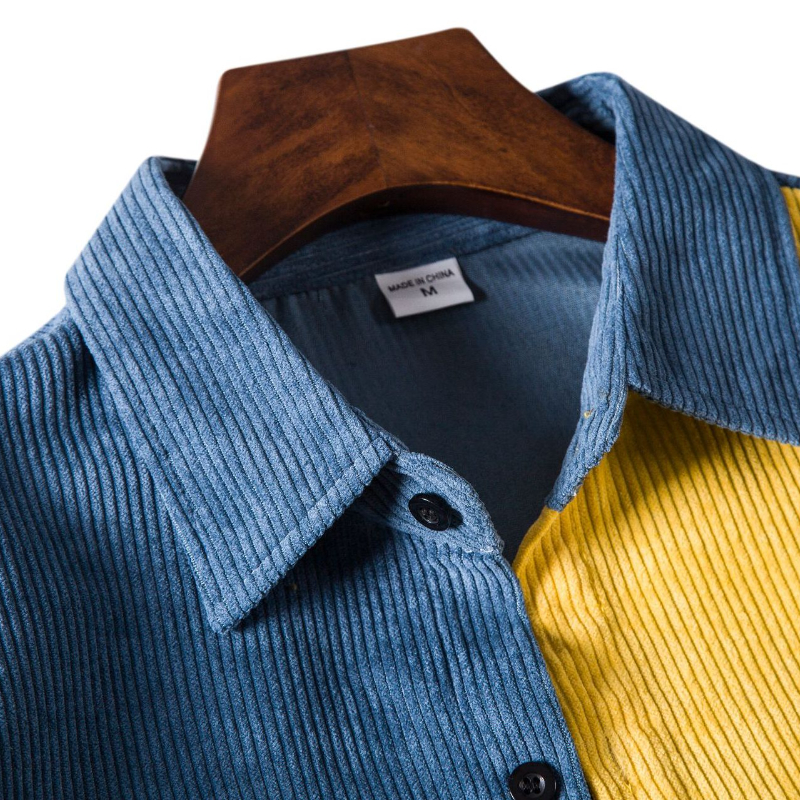 2021 new men's long sleeve shirt fashion trend shirt color matching spring and autumn shirt men's shirt