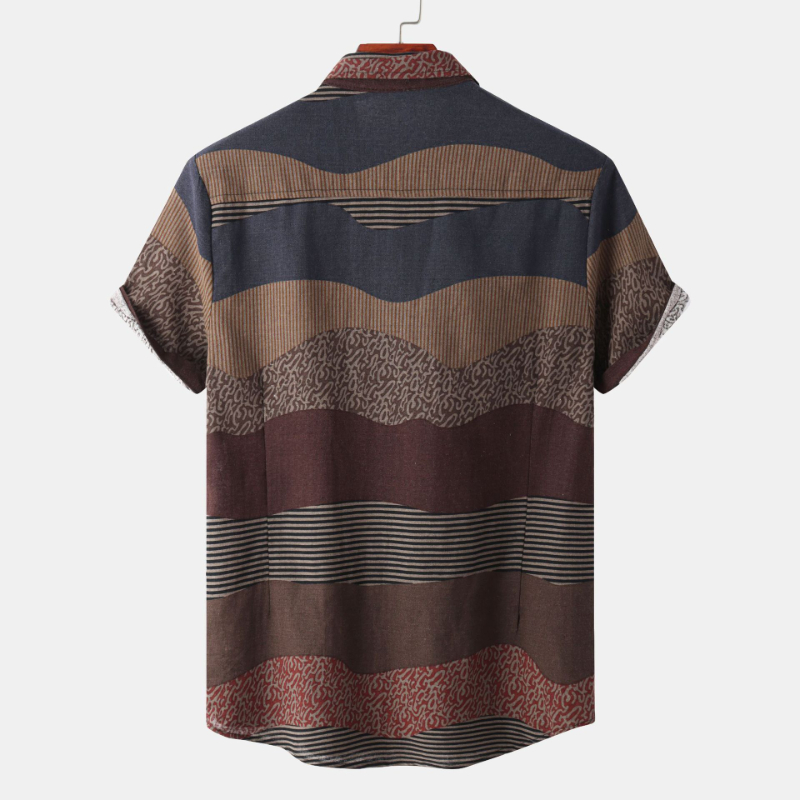 2021 summer men's short sleeve shirt large body color men's Lapel short sleeve shirt