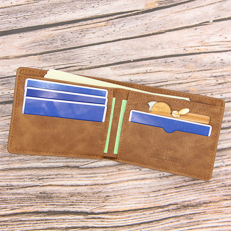 Fashion men's short US dollar wallet frosted retro multifunctional wallet leisure multi card slot wallet