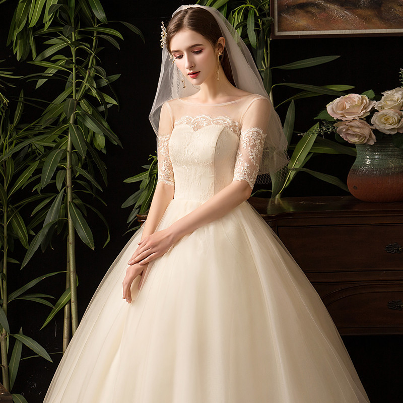 Wholesale 2022 new Korean fashion bride slim simple light Wedding Dress Bridesmaid Dress champagne dress