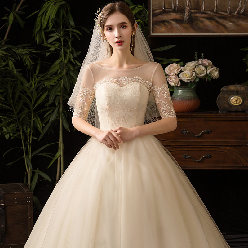 Wholesale 2022 new Korean fashion bride slim simple light Wedding Dress Bridesmaid Dress champagne dress