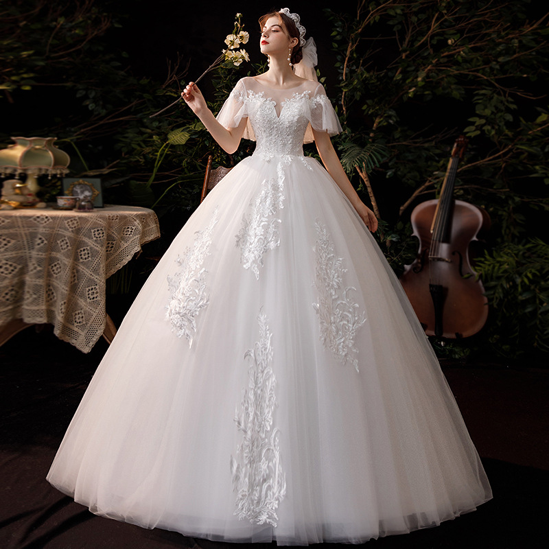 2022 New style simple temperament Sen series dream small man large size cover thick arm wedding dress