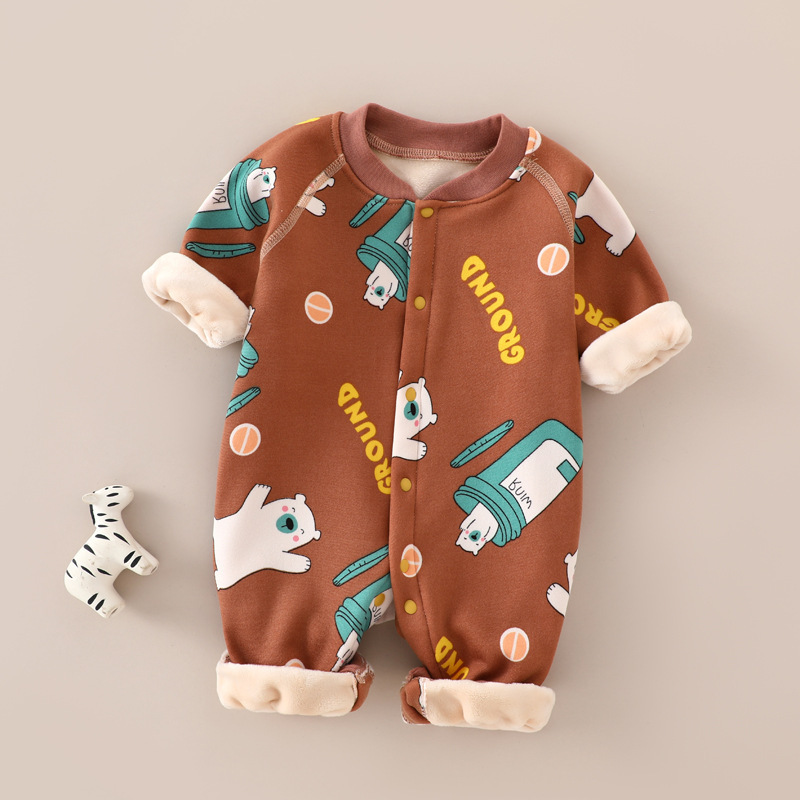 New baby and children's clothing spring warm children's jumpsuit class a boneless 0-1-year-old baby long sleeve clothes