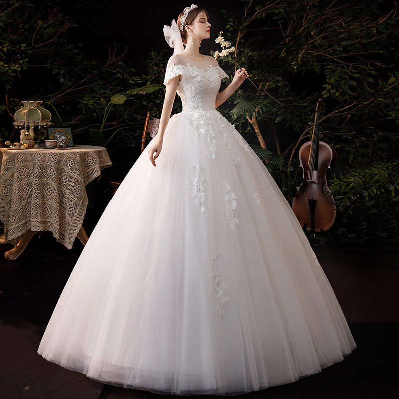 One shoulder main wedding dress 2022 new bride French style temperament tailing Sen series super fairy dream simple thin D67