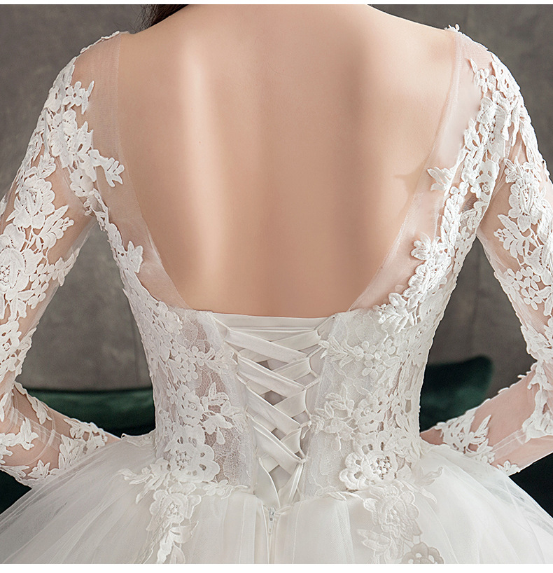 Bride's wedding dress 2022 autumn winter new lace long sleeve tiktok, same dream long tail photo studio light wedding dress TD35