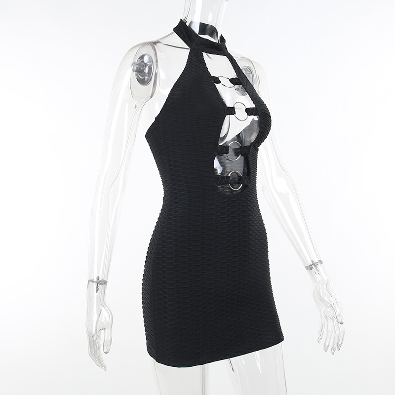 Ml21206 European and American slim, slim, sexy neck and backless dress temperament wisp empty vest women's skirt dress