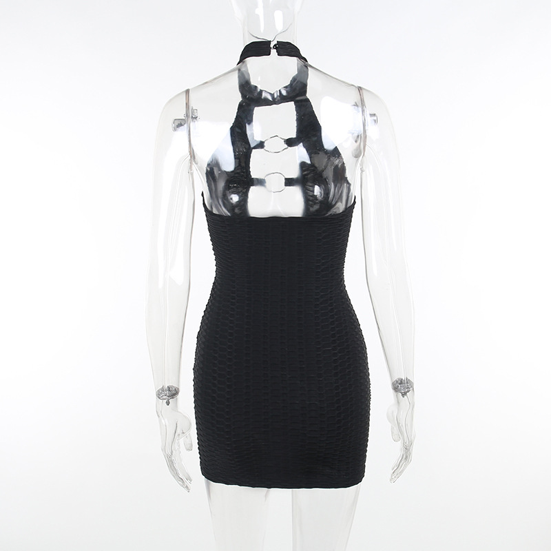 Ml21206 European and American slim, slim, sexy neck and backless dress temperament wisp empty vest women's skirt dress