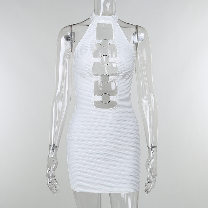 Ml21206 European and American slim, slim, sexy neck and backless dress temperament wisp empty vest women's skirt dress