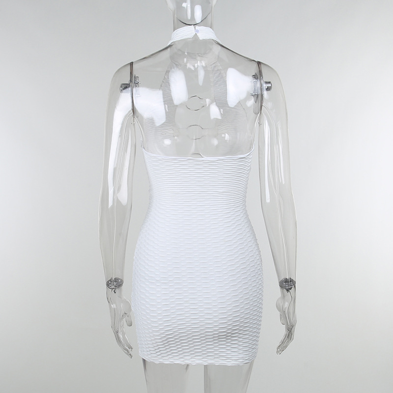 Ml21206 European and American slim, slim, sexy neck and backless dress temperament wisp empty vest women's skirt dress