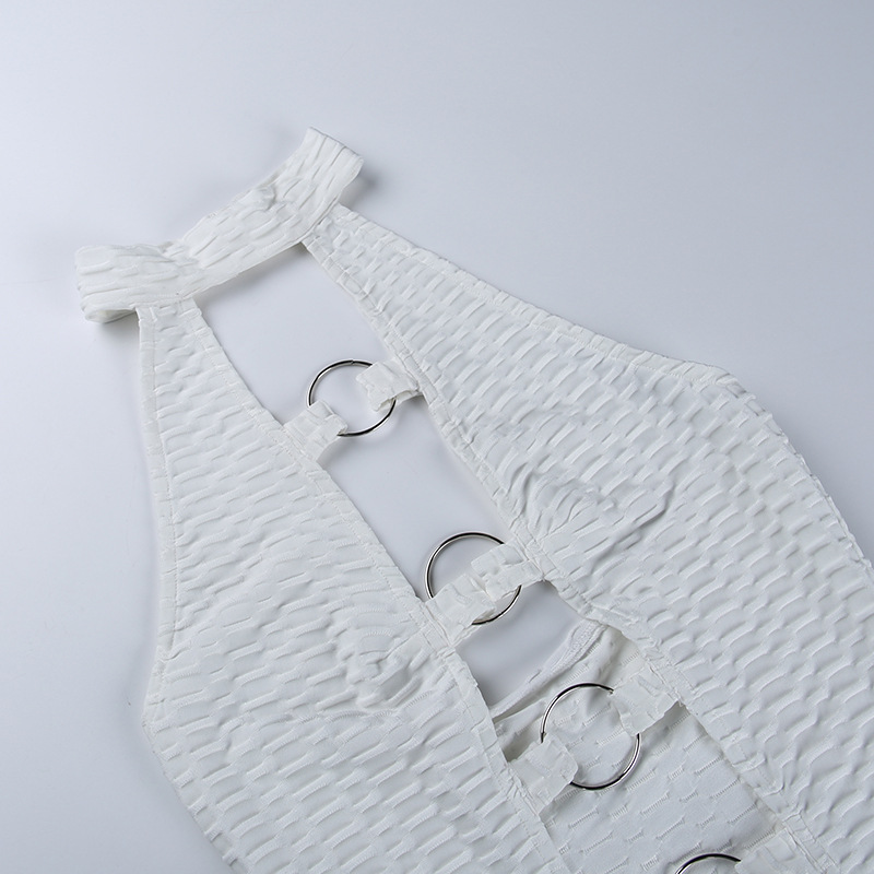 Ml21206 European and American slim, slim, sexy neck and backless dress temperament wisp empty vest women's skirt dress