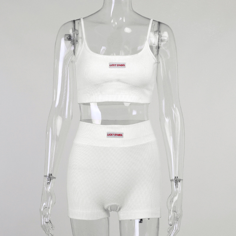 Jy21008pf Chest and hip split suspender Shorts Set female 2022 European and American fashion cross-border slim suit
