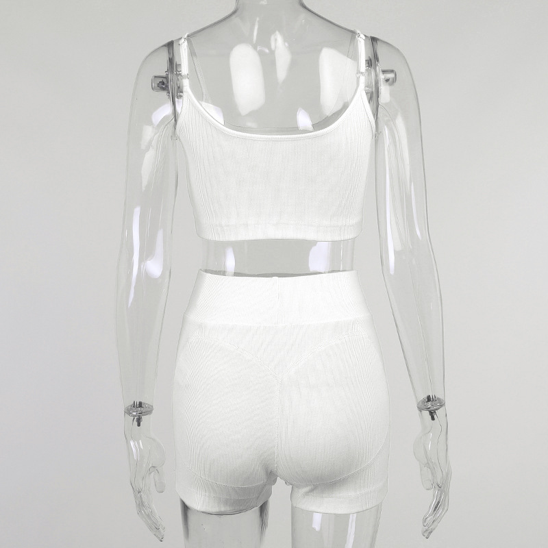 Jy21008pf Chest and hip split suspender Shorts Set female 2022 European and American fashion cross-border slim suit