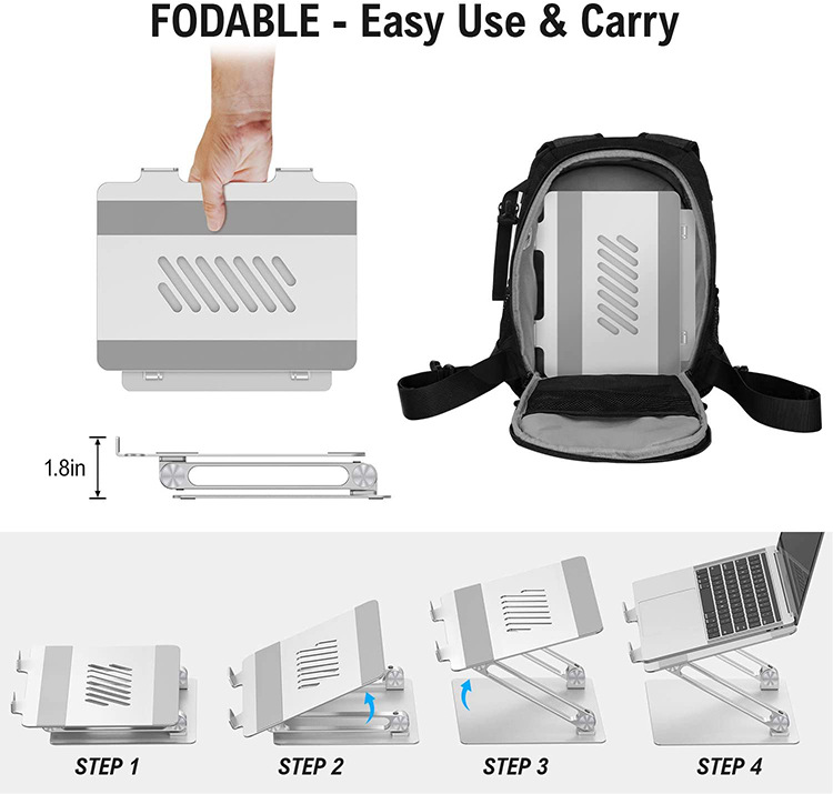 New Laptop Stand Aluminum Alloy Portable Lifting Base Folding Adjustable Cooling Desktop Bracket