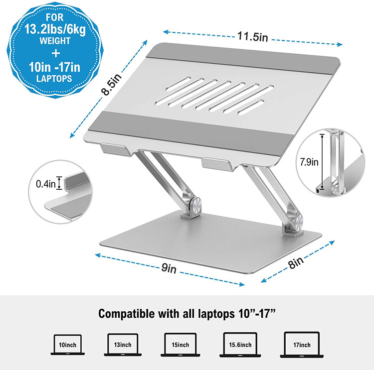 New Laptop Stand Aluminum Alloy Portable Lifting Base Folding Adjustable Cooling Desktop Bracket