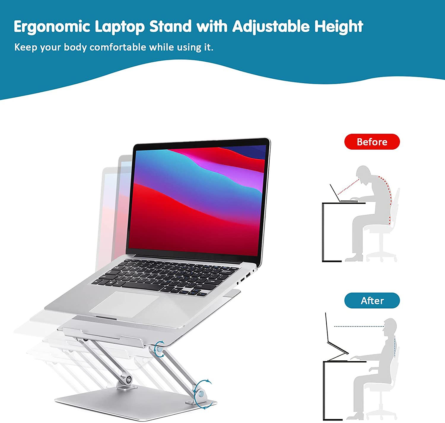 New Laptop Stand Aluminum Alloy Portable Lifting Base Folding Adjustable Cooling Desktop Bracket