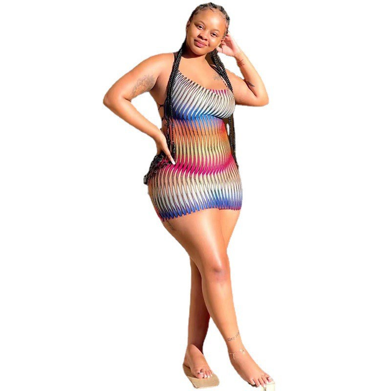 TB5427 Summer women's clothing hot sale casual sexy print straps beach plus size skirt dress