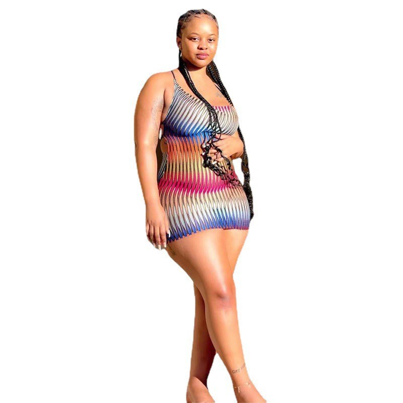 TB5427 Summer women's clothing hot sale casual sexy print straps beach plus size skirt dress