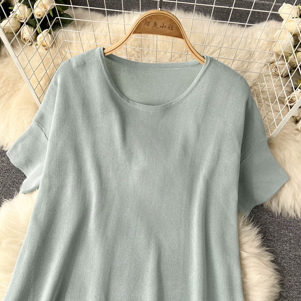 Chic style fashion suit women's irregular short-sleeved top is thin casual pants all-match wide-leg pants trousers two-piece suit