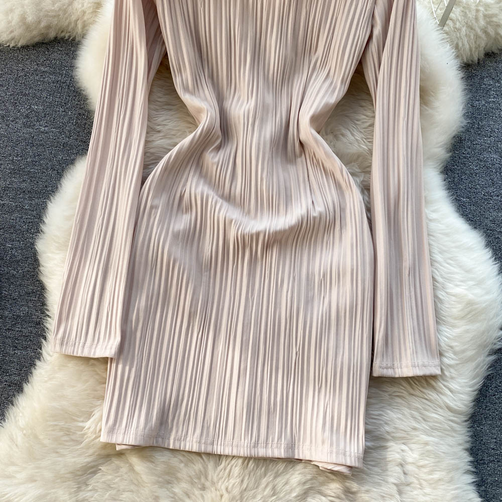 2022 Spring new style niche lapel small fragrance skirt Korean style design long sleeves pure desire hot girl thin dress Trendy clothes
