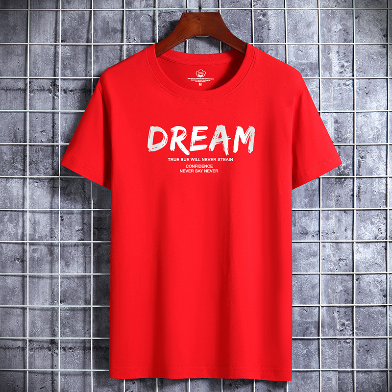 2022 New summer men's short-sleeved T-shirt cotton round neck loose half-sleeved trendy student top large size bottoming shirt