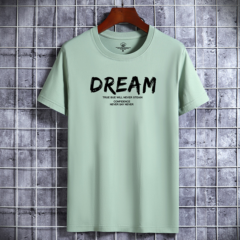 2022 New summer men's short-sleeved T-shirt cotton round neck loose half-sleeved trendy student top large size bottoming shirt