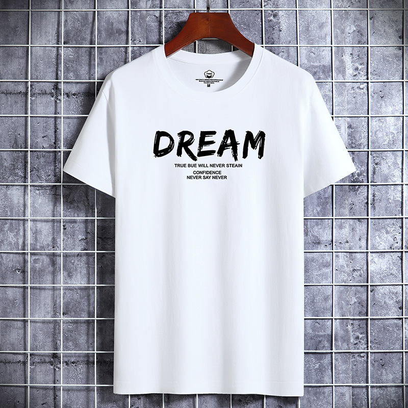 2022 New summer men's short-sleeved T-shirt cotton round neck loose half-sleeved trendy student top large size bottoming shirt