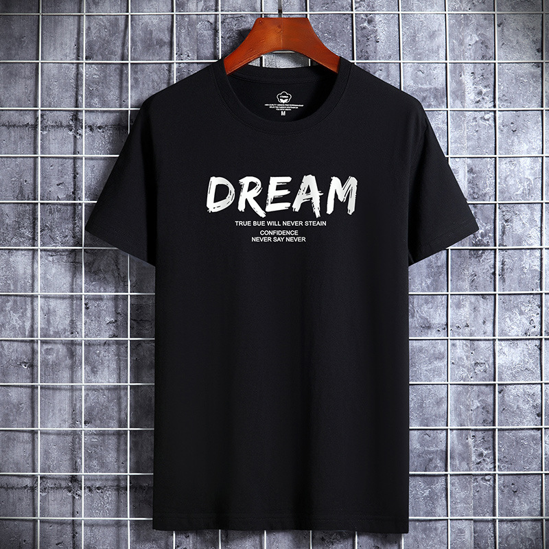 2022 New summer men's short-sleeved T-shirt cotton round neck loose half-sleeved trendy student top large size bottoming shirt