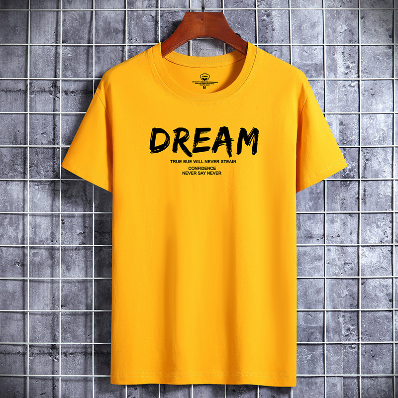 2022 New summer men's short-sleeved T-shirt cotton round neck loose half-sleeved trendy student top large size bottoming shirt